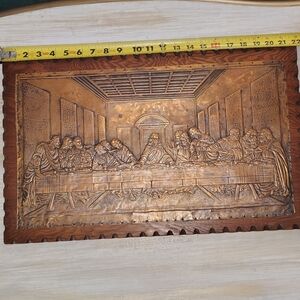 Large Vintage Embossed Copper Wall Art - The Last Supper Motif in Warm Copper